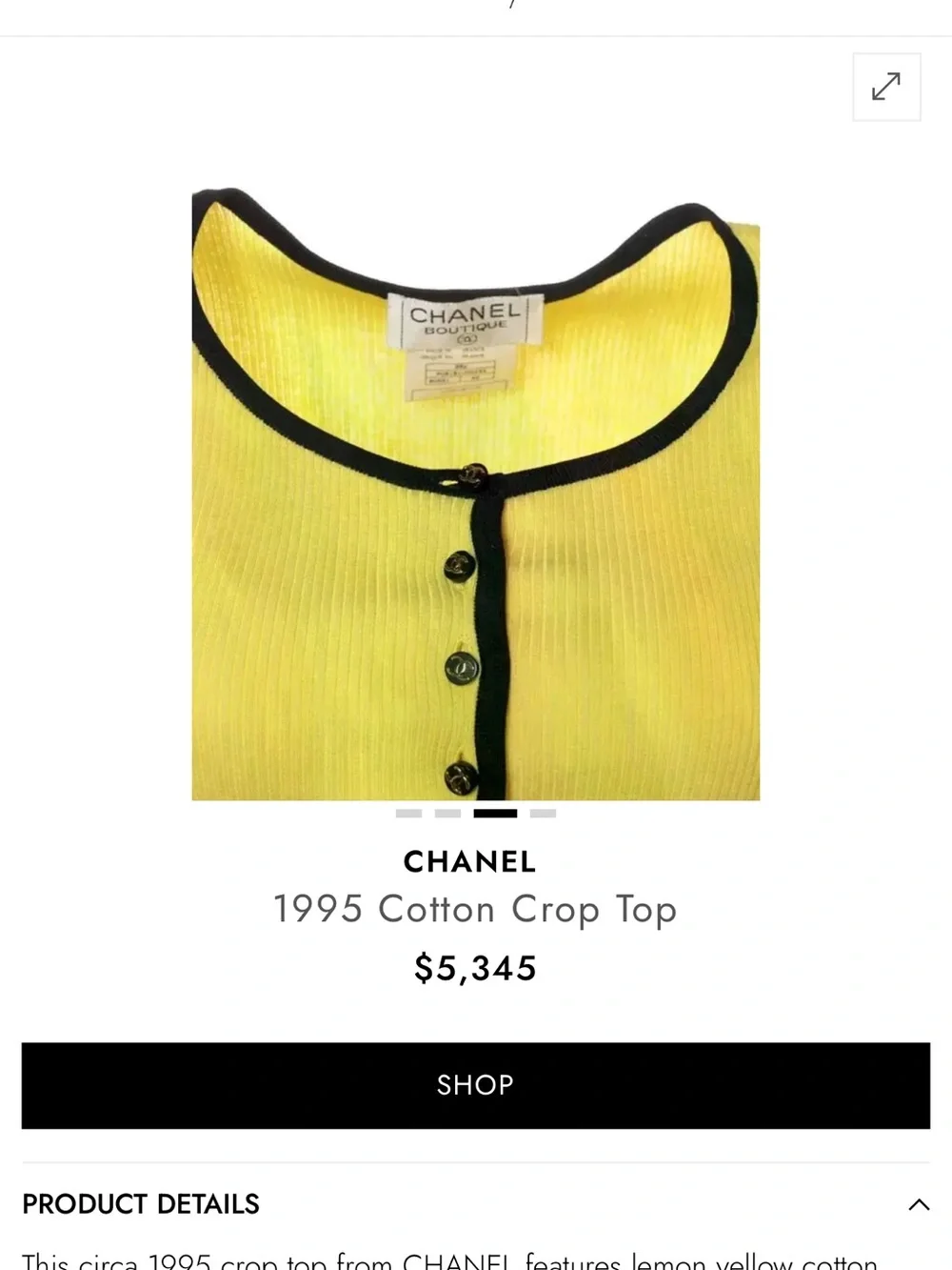 Vintage CHANEL Spring 1995 Yellow Black Ribbed Crop Top FR40